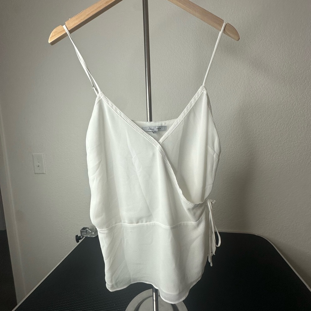 NWOT Naked Zebra White Wrap Tie Front Camisole